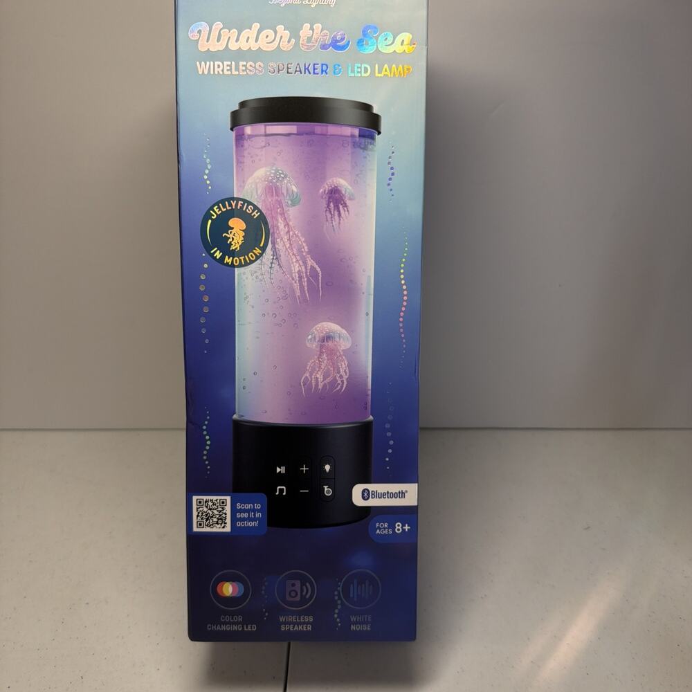 Wonderlit Jellyfish Lamp Bluetooth Speaker LED Multicolor- White Noise- NIB